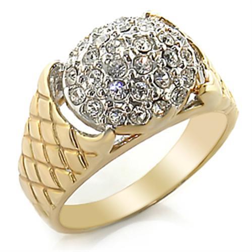 LOVCIA Elegant Gold and Rhodium Plated Brass Ring with Clear Top Grade Crystal - Buy stylish Rings for women - Shop latest Ring design - Trendy Rings - Unique fashion Rings - Find the perfect Ring