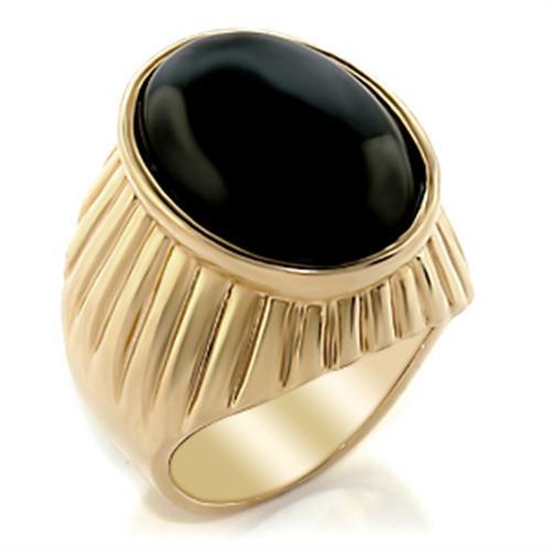 LOVCIA Gold-Plated Brass Ring Featuring Jet Black Onyx Stone - Buy stylish Rings for women - Shop latest Ring design - Trendy Rings - Unique fashion Rings - Find the perfect Ring