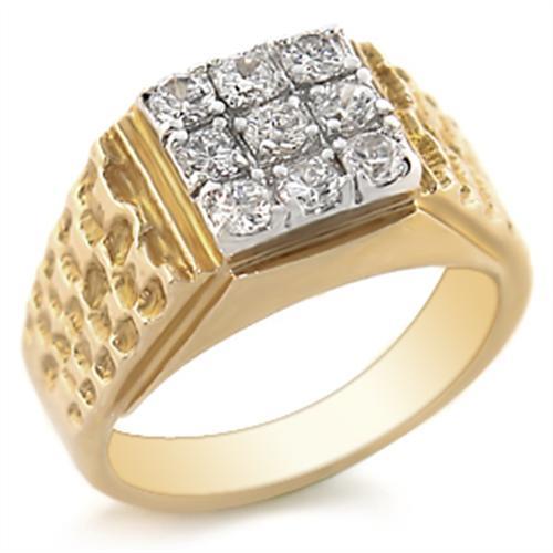 LOVCIA Gold and Rhodium Plated Brass Ring with Clear AAA Grade CZ Center Stone - Buy stylish Rings for women - Shop latest Ring design - Trendy Rings - Unique fashion Rings - Find the perfect Ring