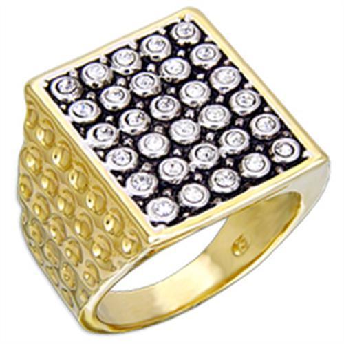 LOVCIA Gold and Rhodium-Plated Brass Ring with Clear Crystal Stone - Buy stylish Rings for women - Shop latest Ring design - Trendy Rings - Unique fashion Rings - Find the perfect Ring