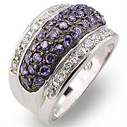 LOVCIA Rhodium & Ruthenium-Plated Sterling Silver Ring with Amethyst AAA CZ Gemstone - Buy stylish Rings for women - Shop latest Ring design - Trendy Rings - Unique fashion Rings - Find the perfect Ring