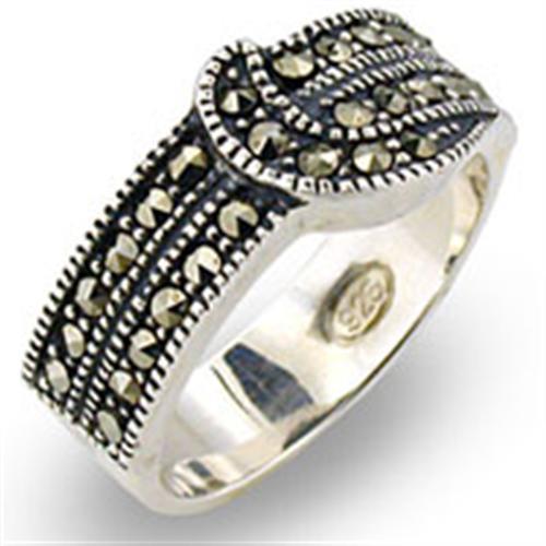 LOVCIA Vintage 925 Sterling Silver Jet Marcasite Ring with Antique Finish - Buy stylish Rings for women - Shop latest Ring design - Trendy Rings - Unique fashion Rings - Find the perfect Ring