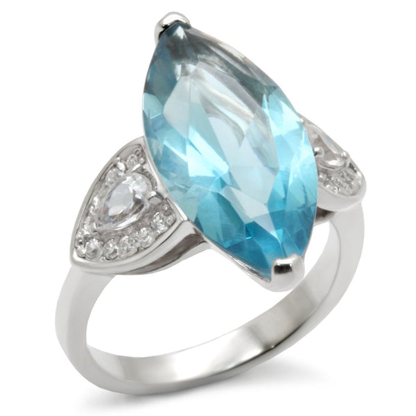 LOVCIA Elegant Sea Blue Synthetic Spinel Ring in Polished 925 Sterling Silver - Buy stylish Rings for women - Shop latest Ring design - Trendy Rings - Unique fashion Rings - Find the perfect Ring