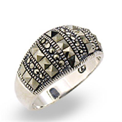 LOVCIA Vintage Style 925 Sterling Silver Marcasite Ring with Jet Black Finish - Buy stylish Rings for women - Shop latest Ring design - Trendy Rings - Unique fashion Rings - Find the perfect Ring