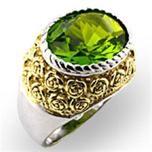 LOVCIA Two-Tone Sterling Silver Ring with Peridot-Colored Synthetic Spinel - Buy stylish Rings for women - Shop latest Ring design - Trendy Rings - Unique fashion Rings - Find the perfect Ring