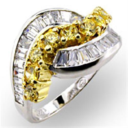 LOVCIA Sterling Silver Two-Tone Ring with Citrine AAA Grade Cubic Zirconia - Buy stylish Rings for women - Shop latest Ring design - Trendy Rings - Unique fashion Rings - Find the perfect Ring