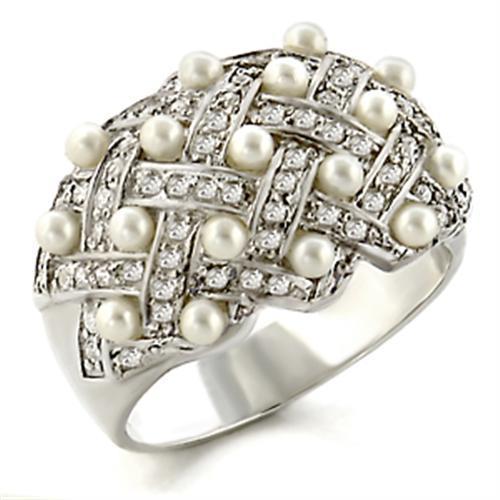 LOVCIA Sterling Silver Ring with High-Polish Finish and White Synthetic Pearl - Buy stylish Rings for women - Shop latest Ring design - Trendy Rings - Unique fashion Rings - Find the perfect Ring