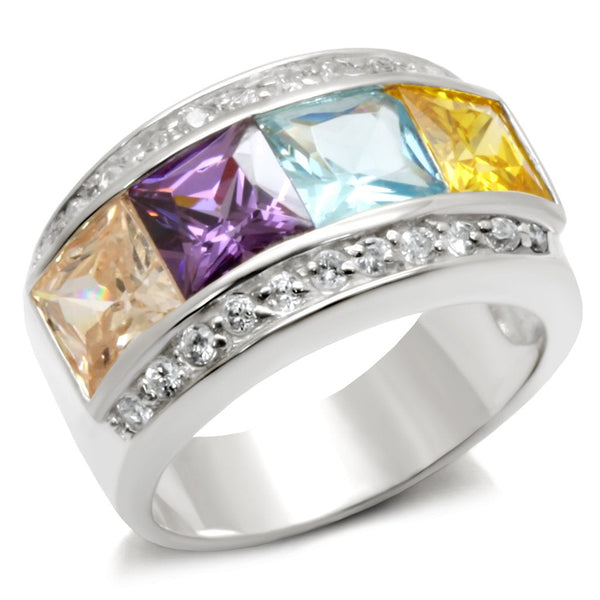 LOVCIA Multi-Color AAA CZ 925 Sterling Silver High-Polish Ring - Buy stylish Rings for women - Shop latest Ring design - Trendy Rings - Unique fashion Rings - Find the perfect Ring