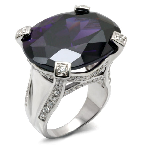 LOVCIA Elegant 925 Sterling Silver Ring Featuring Amethyst AAA CZ Stone - Buy stylish Rings for women - Shop latest Ring design - Trendy Rings - Unique fashion Rings - Find the perfect Ring