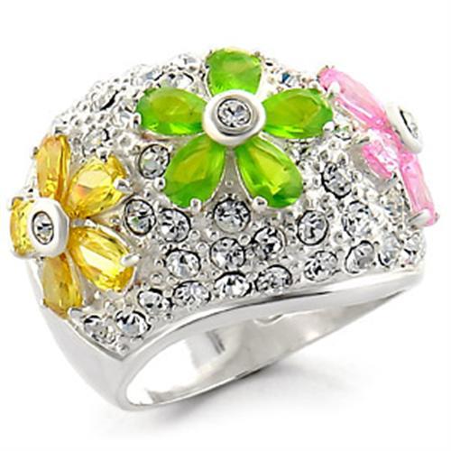 LOVCIA Multi-Color AAA CZ Sterling Silver Ring with High-Polished Finish - Buy stylish Rings for women - Shop latest Ring design - Trendy Rings - Unique fashion Rings - Find the perfect Ring