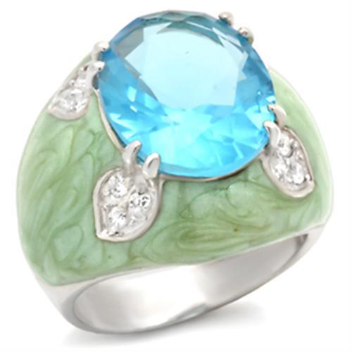 LOVCIA Sea Blue Synthetic Spinel Sterling Silver Ring - High-Polished 925 Silver - Buy stylish Rings for women - Shop latest Ring design - Trendy Rings - Unique fashion Rings - Find the perfect Ring