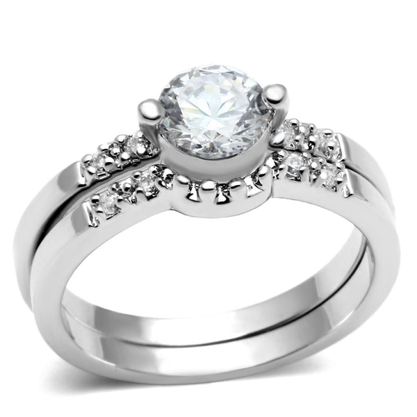 LOVCIA Rhodium-Plated Brass Ring with Clear AAA CZ Stone - Buy stylish Rings for women - Shop latest Ring design - Trendy Rings - Unique fashion Rings - Find the perfect Ring