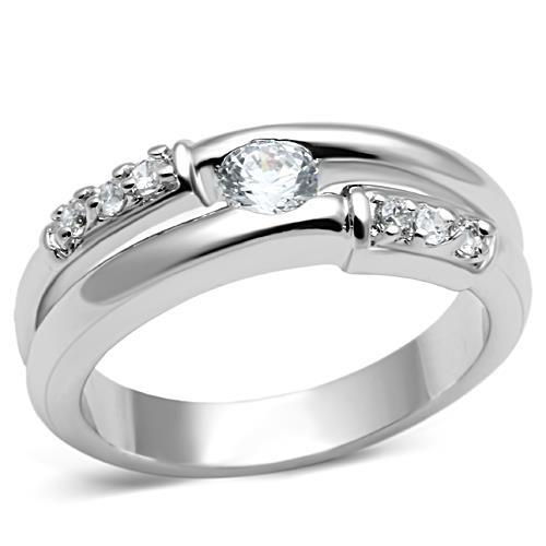 LOVCIA Elegant Rhodium-Plated Brass Ring with Clear AAA Grade Cubic Zirconia - Buy stylish Rings for women - Shop latest Ring design - Trendy Rings - Unique fashion Rings - Find the perfect Ring