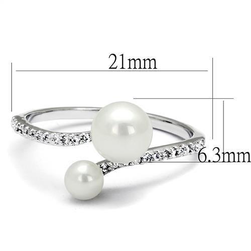 LOVCIA Rhodium-Plated Brass Ring Featuring White Synthetic Pearl - Buy stylish Rings for women - Shop latest Ring design - Trendy Rings - Unique fashion Rings - Find the perfect Ring