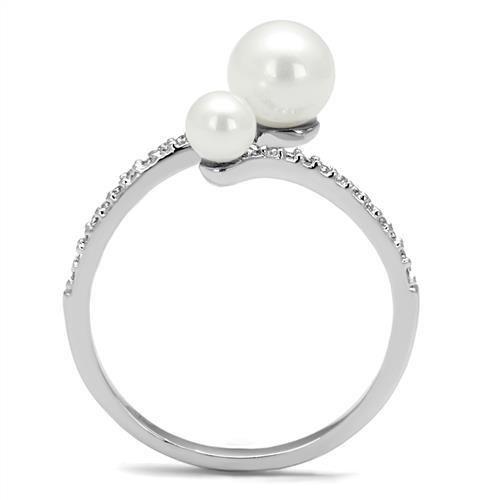 LOVCIA Rhodium-Plated Brass Ring Featuring White Synthetic Pearl - Buy stylish Rings for women - Shop latest Ring design - Trendy Rings - Unique fashion Rings - Find the perfect Ring