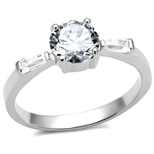 LOVCIA Rhodium-Plated Brass Ring with Clear AAA Grade CZ Stone - Buy stylish Rings for women - Shop latest Ring design - Trendy Rings - Unique fashion Rings - Find the perfect Ring