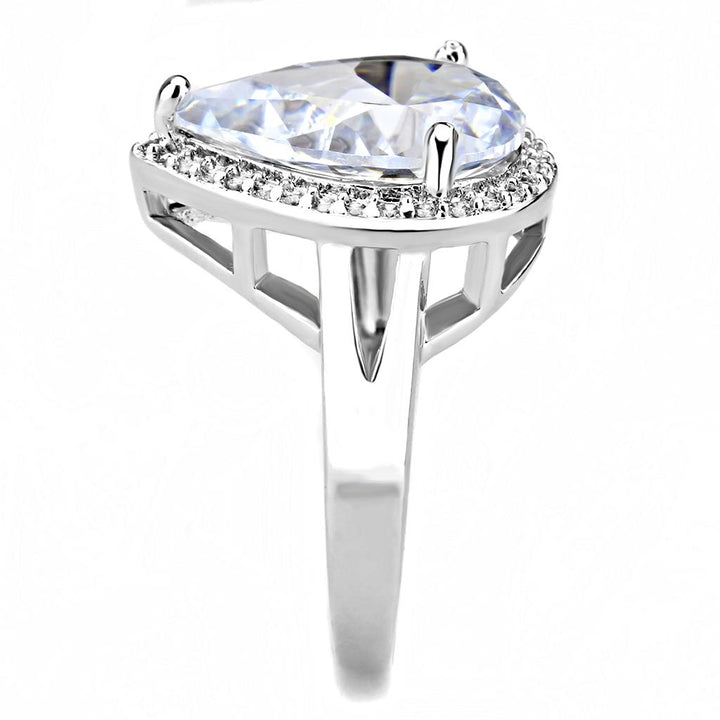 LOVCIA Elegant Rhodium-Plated Brass Ring with Clear AAA CZ Stone - Buy stylish Rings for women - Shop latest Ring design - Trendy Rings - Unique fashion Rings - Find the perfect Ring