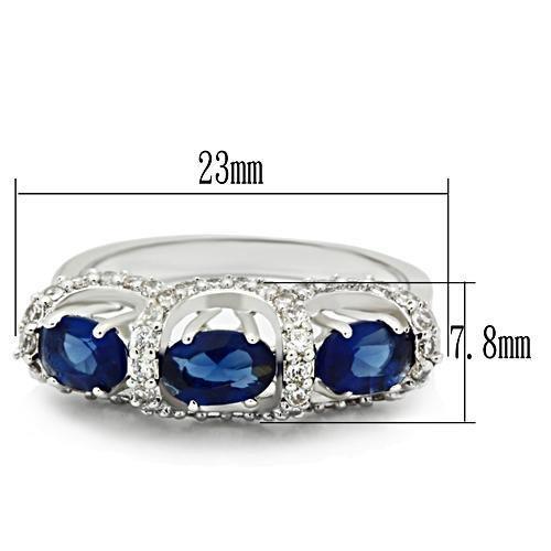 LOVCIA Rhodium-Plated Brass Ring with Montana Blue Synthetic Glass Stone - Buy stylish Rings for women - Shop latest Ring design - Trendy Rings - Unique fashion Rings - Find the perfect Ring