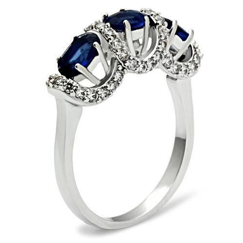 LOVCIA Rhodium-Plated Brass Ring with Montana Blue Synthetic Glass Stone - Buy stylish Rings for women - Shop latest Ring design - Trendy Rings - Unique fashion Rings - Find the perfect Ring