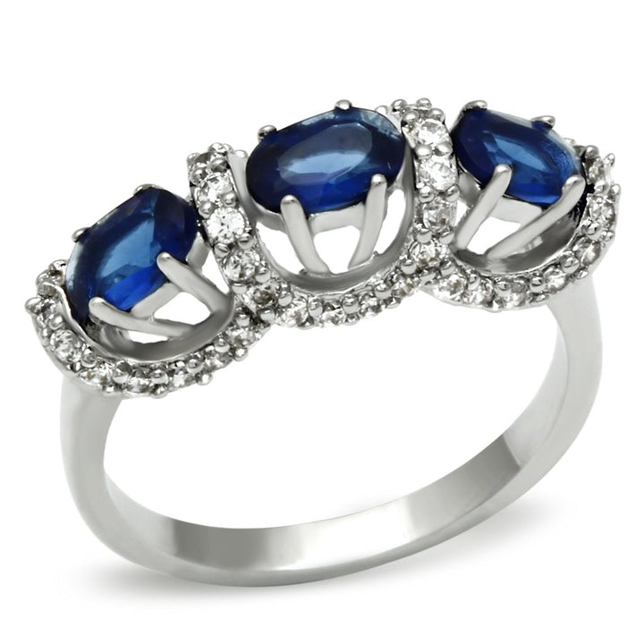 LOVCIA Rhodium-Plated Brass Ring with Montana Blue Synthetic Glass Stone - Buy stylish Rings for women - Shop latest Ring design - Trendy Rings - Unique fashion Rings - Find the perfect Ring