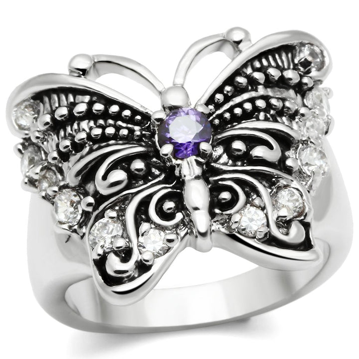 LOVCIA Amethyst AAA CZ Rhodium-Plated Brass Ring - Buy stylish Rings for women - Shop latest Ring design - Trendy Rings - Unique fashion Rings - Find the perfect Ring