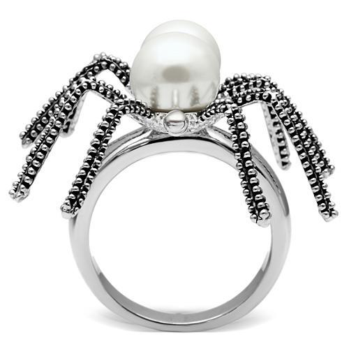 LOVCIA Elegant Rhodium-Plated Brass Ring Featuring a White Synthetic Pearl - Buy stylish Rings for women - Shop latest Ring design - Trendy Rings - Unique fashion Rings - Find the perfect Ring