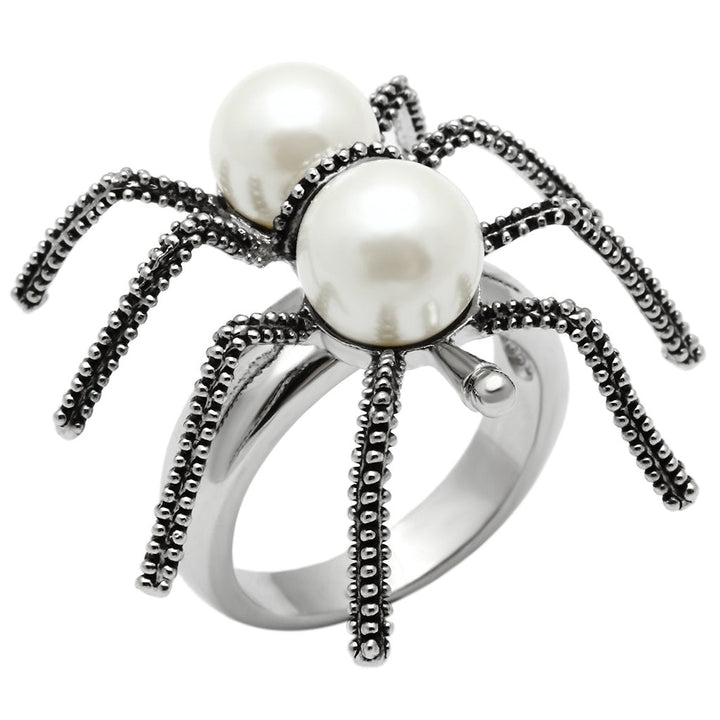 LOVCIA Elegant Rhodium-Plated Brass Ring Featuring a White Synthetic Pearl - Buy stylish Rings for women - Shop latest Ring design - Trendy Rings - Unique fashion Rings - Find the perfect Ring