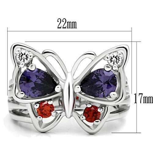 LOVCIA Multi-Color AAA Grade CZ Rhodium-Plated Brass Ring - Buy stylish Rings for women - Shop latest Ring design - Trendy Rings - Unique fashion Rings - Find the perfect Ring