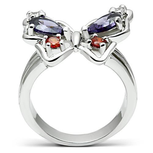 LOVCIA Multi-Color AAA Grade CZ Rhodium-Plated Brass Ring - Buy stylish Rings for women - Shop latest Ring design - Trendy Rings - Unique fashion Rings - Find the perfect Ring