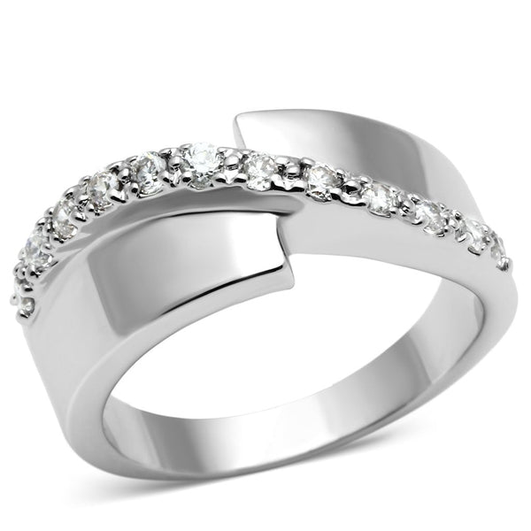 LOVCIA Rhodium-Plated Brass Ring with Clear AAA CZ Stone - Buy stylish Rings for women - Shop latest Ring design - Trendy Rings - Unique fashion Rings - Find the perfect Ring