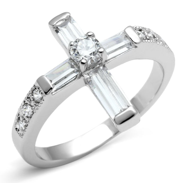 LOVCIA Elegant Rhodium-Plated Brass Ring with Clear AAA Grade CZ Stone - Buy stylish Rings for women - Shop latest Ring design - Trendy Rings - Unique fashion Rings - Find the perfect Ring