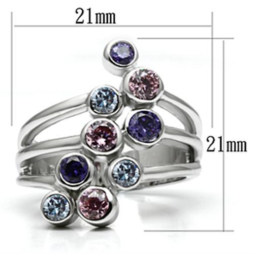 LOVCIA Lorna Multi-Colored AAA CZ Cocktail Ring in Rhodium-Plated Brass - Buy stylish Rings for women - Shop latest Ring design - Trendy Rings - Unique fashion Rings - Find the perfect Ring