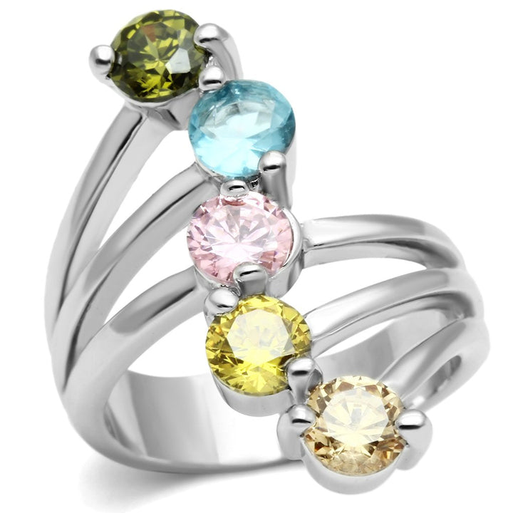 LOVCIA Lyra Multi-Color CZ Cocktail Ring in Rhodium Brass - Buy stylish Rings for women - Shop latest Ring design - Trendy Rings - Unique fashion Rings - Find the perfect Ring