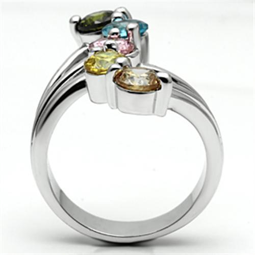 LOVCIA Lyra Multi-Color CZ Cocktail Ring in Rhodium Brass - Buy stylish Rings for women - Shop latest Ring design - Trendy Rings - Unique fashion Rings - Find the perfect Ring