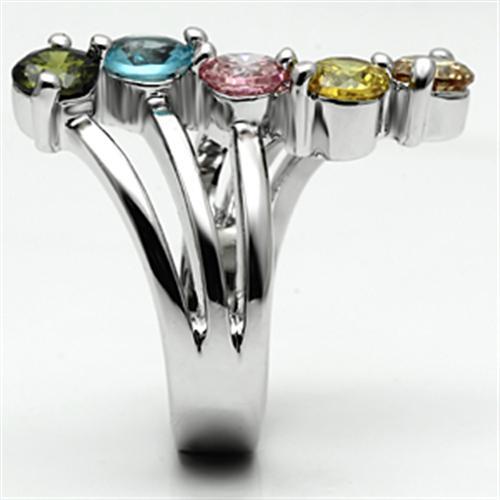 LOVCIA Lyra Multi-Color CZ Cocktail Ring in Rhodium Brass - Buy stylish Rings for women - Shop latest Ring design - Trendy Rings - Unique fashion Rings - Find the perfect Ring