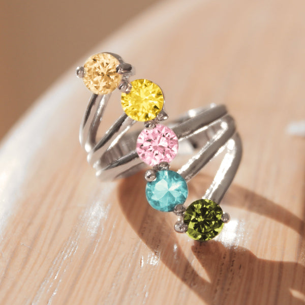 LOVCIA Lyra Multi-Color CZ Cocktail Ring in Rhodium Brass - Buy stylish Rings for women - Shop latest Ring design - Trendy Rings - Unique fashion Rings - Find the perfect Ring