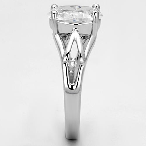 LOVCIA Rhodium-Plated Brass Ring with Clear AAA CZ Stone - Buy stylish Rings for women - Shop latest Ring design - Trendy Rings - Unique fashion Rings - Find the perfect Ring