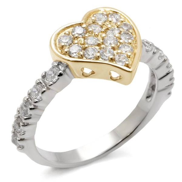 LOVCIA Two-Tone 925 Sterling Silver Ring with Clear AAA CZ Stone - Buy stylish Rings for women - Shop latest Ring design - Trendy Rings - Unique fashion Rings - Find the perfect Ring