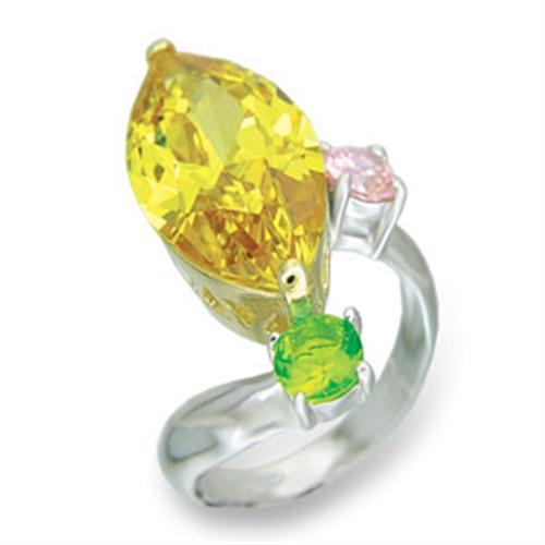 LOVCIA Two-Tone Citrine CZ Sterling Silver Ring with AAA Grade Stones - Buy stylish Rings for women - Shop latest Ring design - Trendy Rings - Unique fashion Rings - Find the perfect Ring