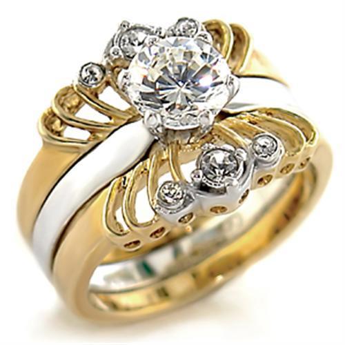 LOVCIA Rhodium-Plated Gold Brass Ring with Clear AAA CZ Stone - Buy stylish Rings for women - Shop latest Ring design - Trendy Rings - Unique fashion Rings - Find the perfect Ring