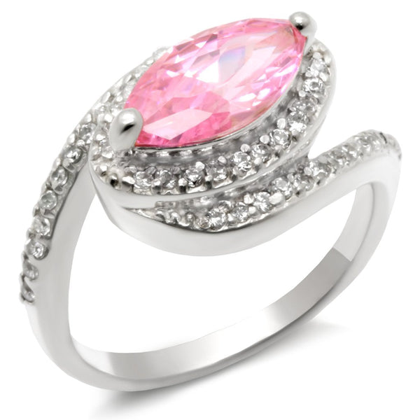 LOVCIA Rose-Colored AAA CZ Center Stone Ring in High-Polish 925 Sterling Silver - Buy stylish Rings for women - Shop latest Ring design - Trendy Rings - Unique fashion Rings - Find the perfect Ring