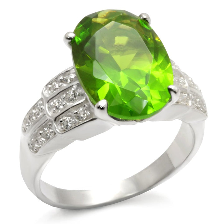 LOVCIA Sterling Silver High-Polish Ring with Peridot-Colored Synthetic Spinel - Buy stylish Rings for women - Shop latest Ring design - Trendy Rings - Unique fashion Rings - Find the perfect Ring