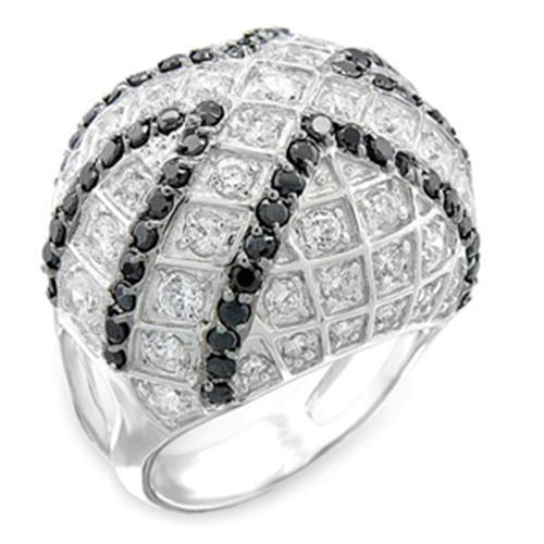 LOVCIA Rhodium & Ruthenium 925 Sterling Silver Jet CZ Ring with AAA Grade Stones - Buy stylish Rings for women - Shop latest Ring design - Trendy Rings - Unique fashion Rings - Find the perfect Ring