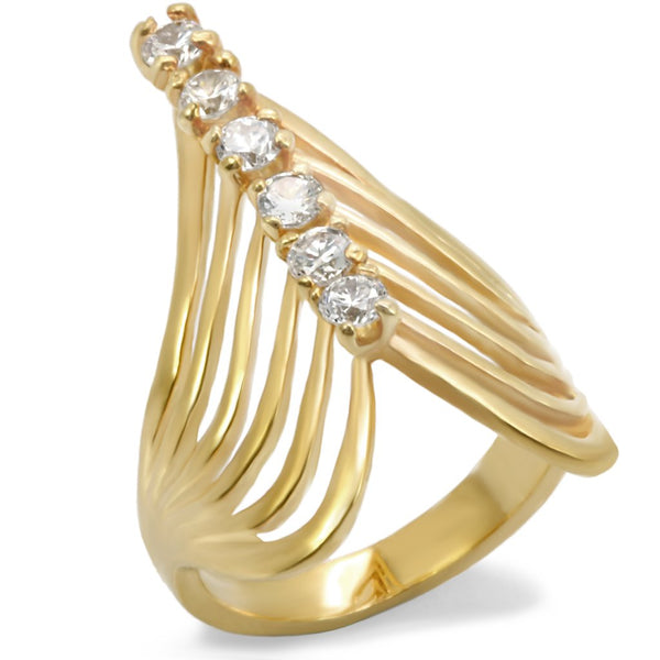 LOVCIA Gold Plated Brass Ring with Clear AAA CZ Stone - Buy stylish Rings for women - Shop latest Ring design - Trendy Rings - Unique fashion Rings - Find the perfect Ring