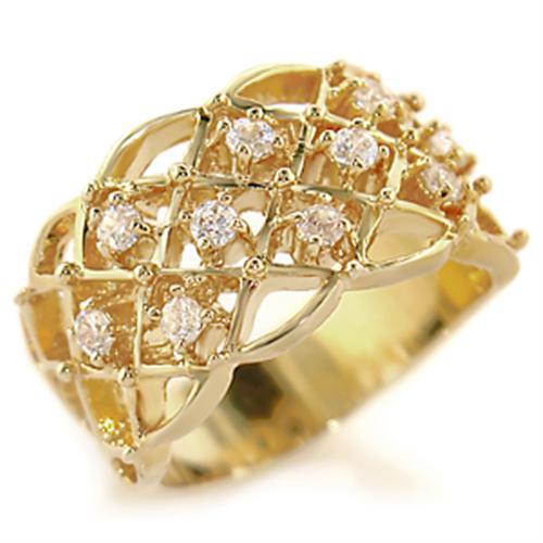 LOVCIA Elegant Gold Brass Ring with Clear AAA CZ Stone - Buy stylish Rings for women - Shop latest Ring design - Trendy Rings - Unique fashion Rings - Find the perfect Ring