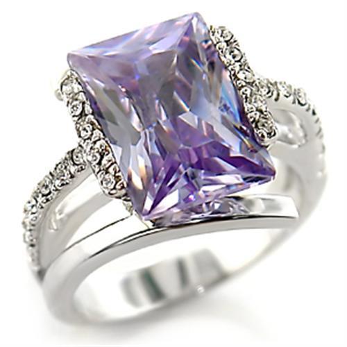 LOVCIA Rhodium-Plated Brass Ring with Light Amethyst AAA CZ Stone - Buy stylish Rings for women - Shop latest Ring design - Trendy Rings - Unique fashion Rings - Find the perfect Ring