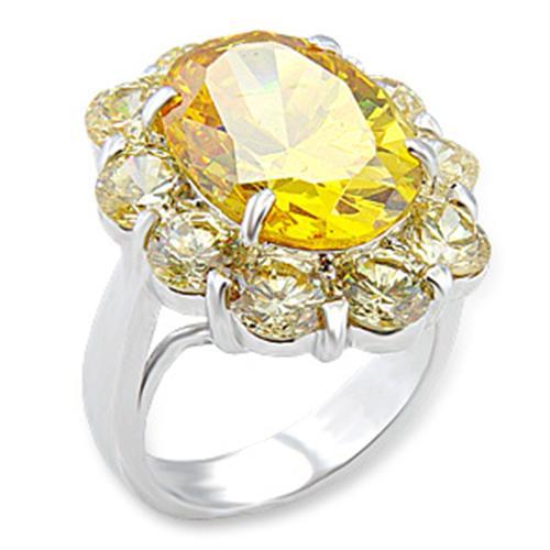 LOVCIA Rhodium-Plated Brass Ring with Topaz-Colored AAA CZ Stone - Buy stylish Rings for women - Shop latest Ring design - Trendy Rings - Unique fashion Rings - Find the perfect Ring