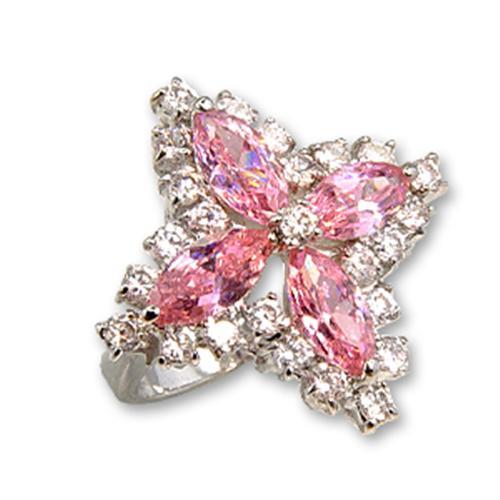 LOVCIA Rose-Toned Rhodium Brass Ring with AAA Grade Cubic Zirconia - Buy stylish Rings for women - Shop latest Ring design - Trendy Rings - Unique fashion Rings - Find the perfect Ring