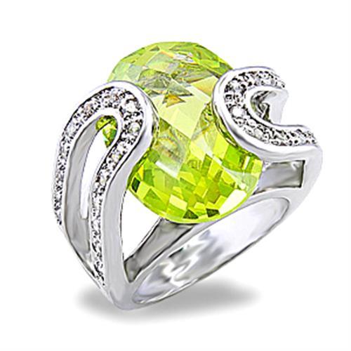 LOVCIA Apple Green AAA CZ Rhodium-Plated Brass Ring - Buy stylish Rings for women - Shop latest Ring design - Trendy Rings - Unique fashion Rings - Find the perfect Ring