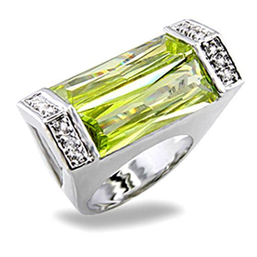 LOVCIA Rhodium-Plated Brass Ring Featuring Peridot-Colored Synthetic Spinel - Buy stylish Rings for women - Shop latest Ring design - Trendy Rings - Unique fashion Rings - Find the perfect Ring